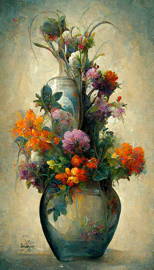 flowers  in  a  vase  ambrosias  bossart  style  ee8685da  6875  471a  bab0  beee9c56d08f by Asar St Painting by Artistic Rifki