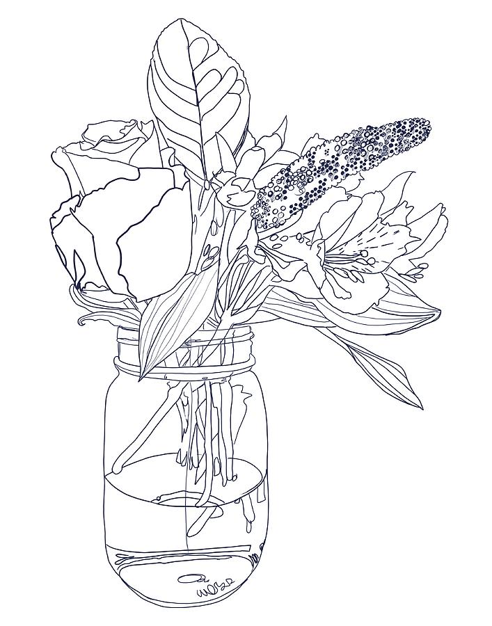 Flowers in a Vase Digital Art by Blenda Studio