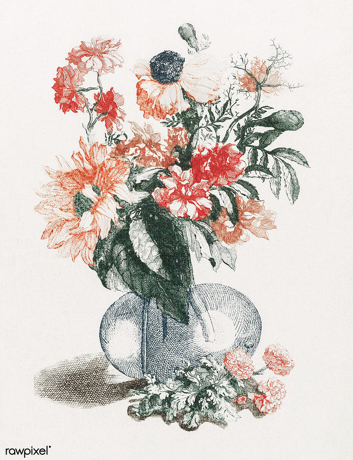 Flowers in a vase by Johan Teyler . Origi Painting by MotionAge Designs