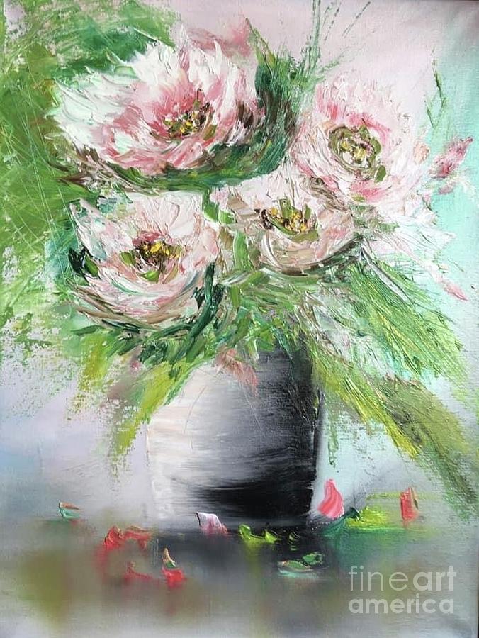 Flowers in a vase Painting by Sharron Knight