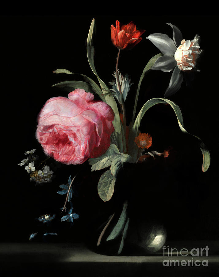 Flowers in a Vase Simon by Verelst  Photograph by Carlos Diaz