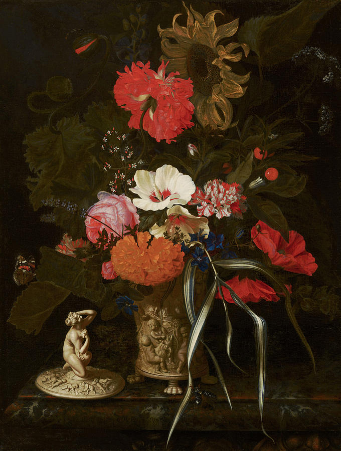 Flower Painting - Flowers in an Ornamental Vase  by Maria van Oosterwijck