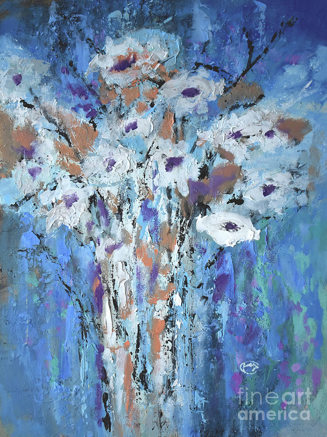 Flower Painting - Flowers In Blue by Kip Decker