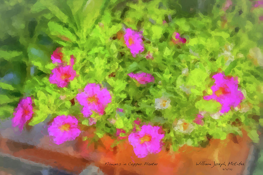 Flowers in Copper Planter Painting by Bill McEntee