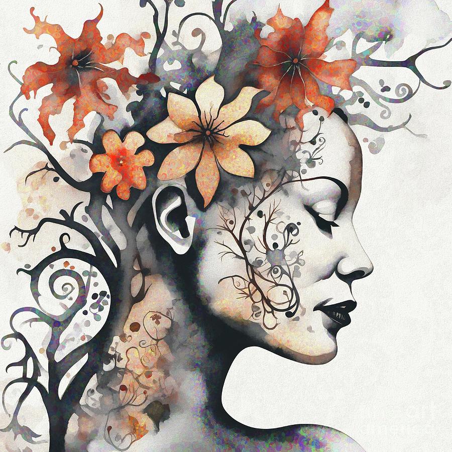 Flowers In Her Hair - 02074 Digital Art by Philip Preston