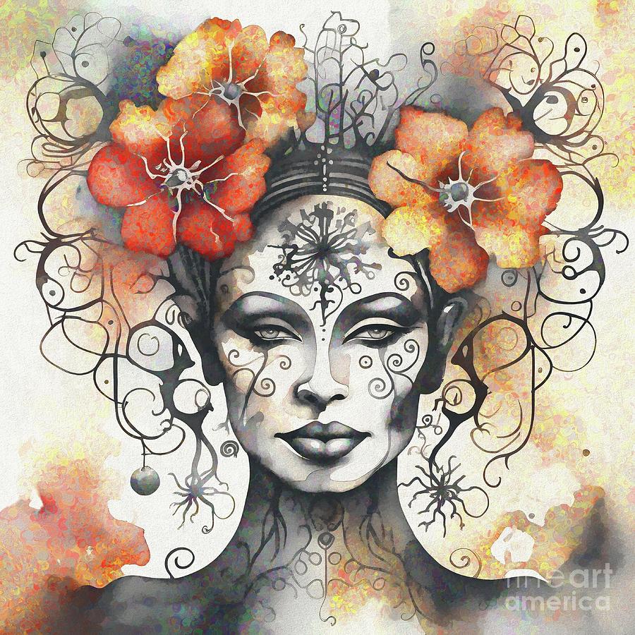 Flowers In Her Hair - 02081 Digital Art by Philip Preston