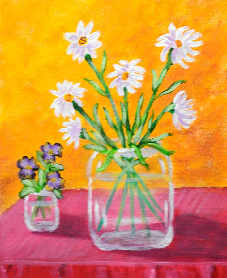 Flowers in Jars Painting by Nancy Sisco