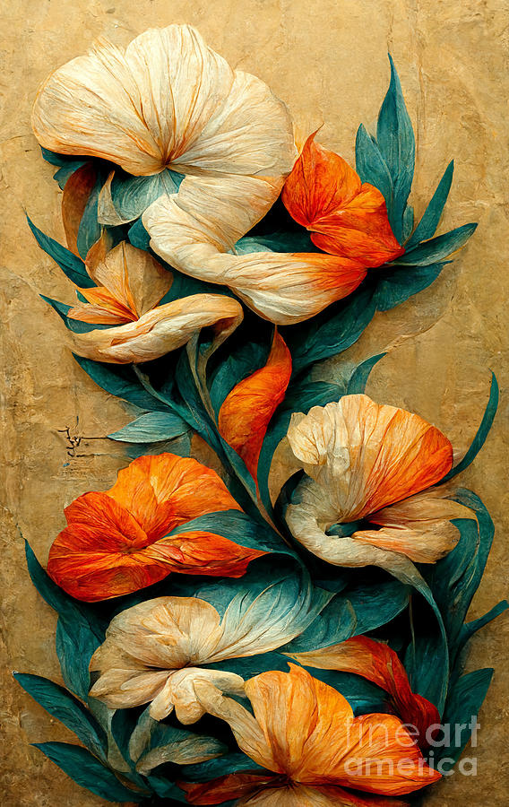 Flowers In Relief Digital Art