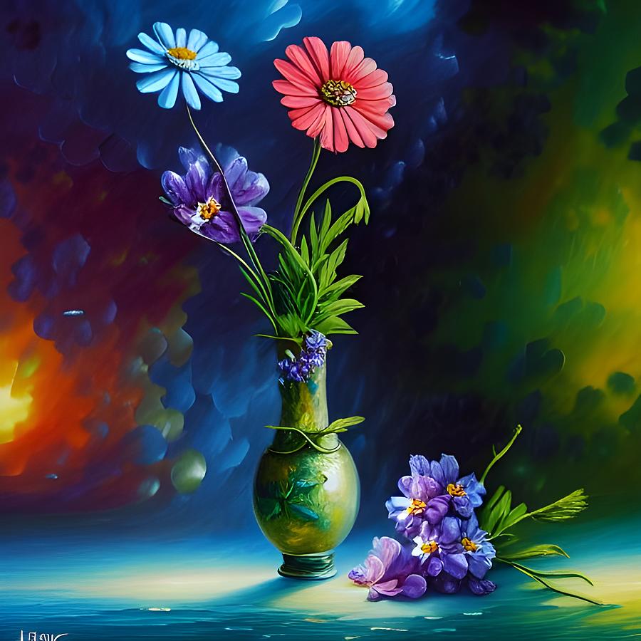 Flowers in a Vase Digital Art by Beverly Read