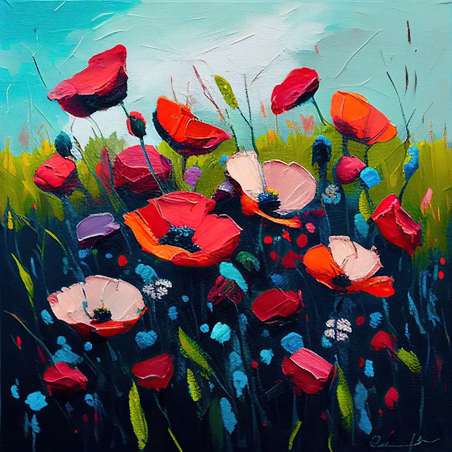 Abstract Painting - Flowers in the fields by My Head Cinema