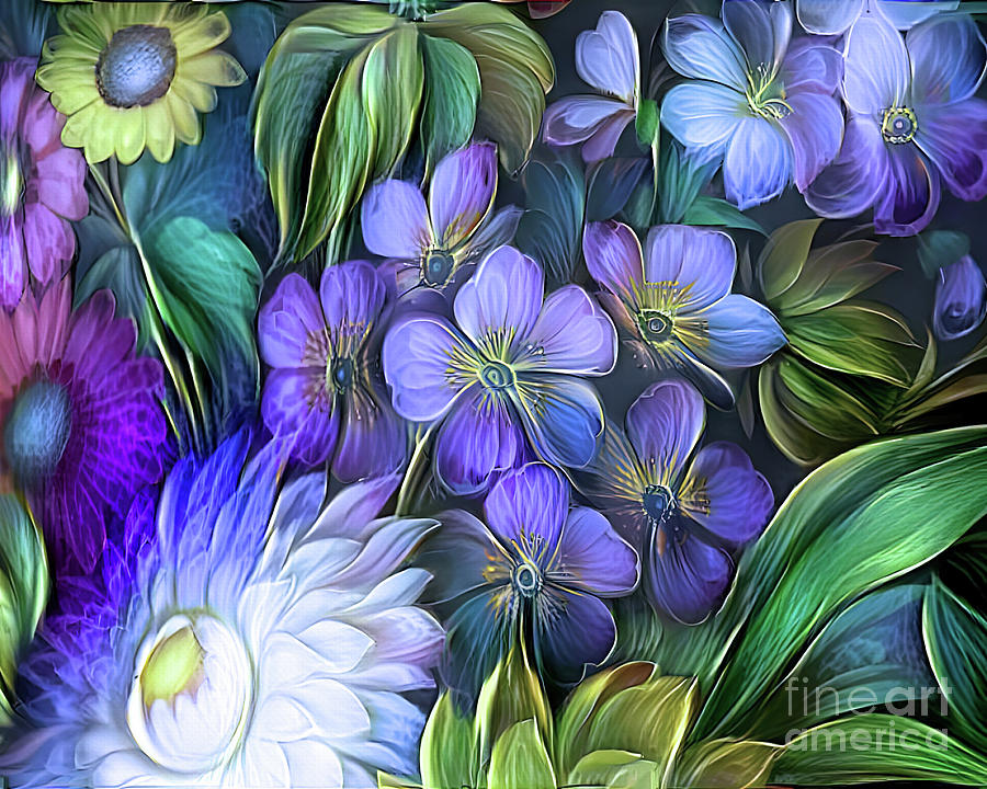 Flowers  in the Garden  Digital Art by Elaine Manley