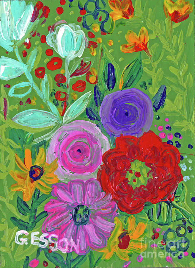 Flowers In The Garden Painting by Genevieve Esson