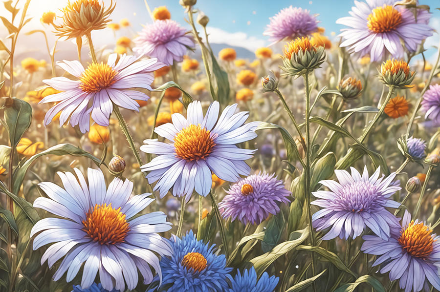 Flowers In The Meadow Digital Art