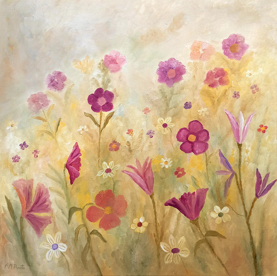 Flowers In The Mist Painting by Angeles M Pomata
