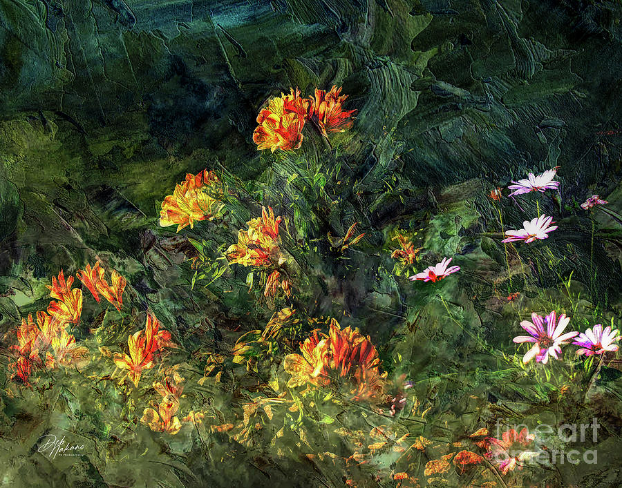 Flowers in the Storm Digital Art by Deb Nakano