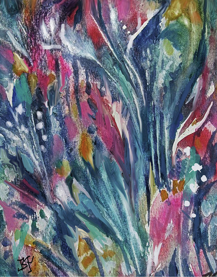 Flowers in the Wind Mixed Media by Jean Batzell Fitzgerald