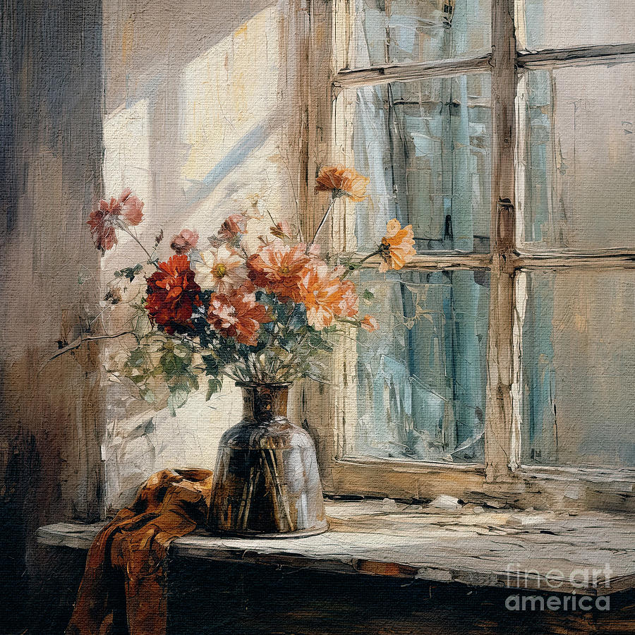 Flowers in the Window  Digital Art by Maria Angelica Maira