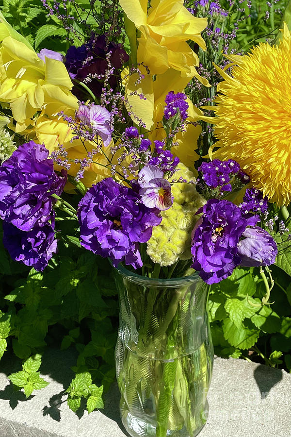 Flowers in Vase in the Garden Photograph by Carol Groenen