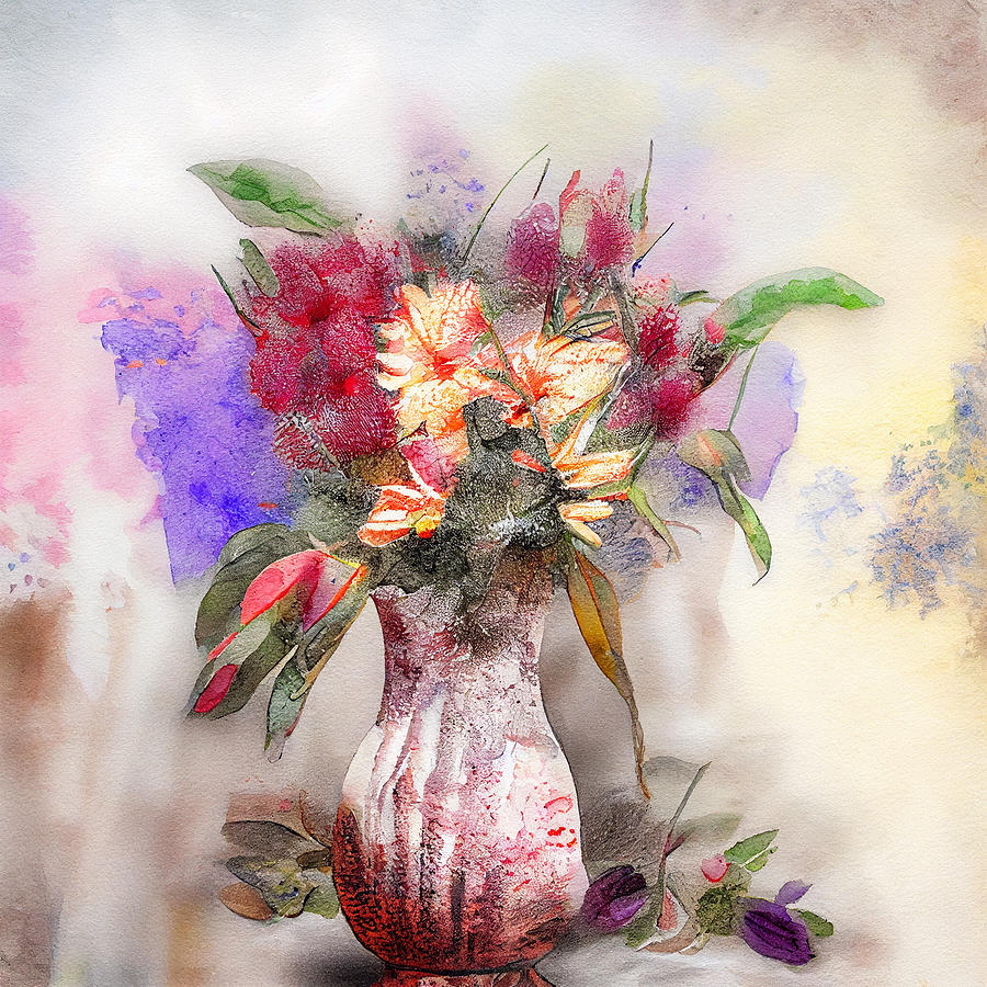 Flowers in Vase Surreal artwork in the style of fbc bcac cf bcc eceedb ...