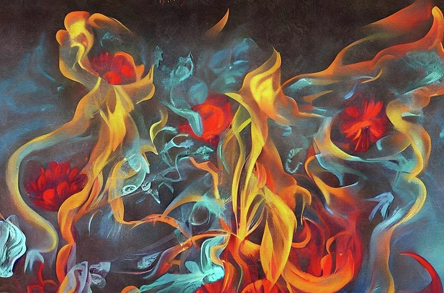 Flowers Into Flames Painting by Ally White