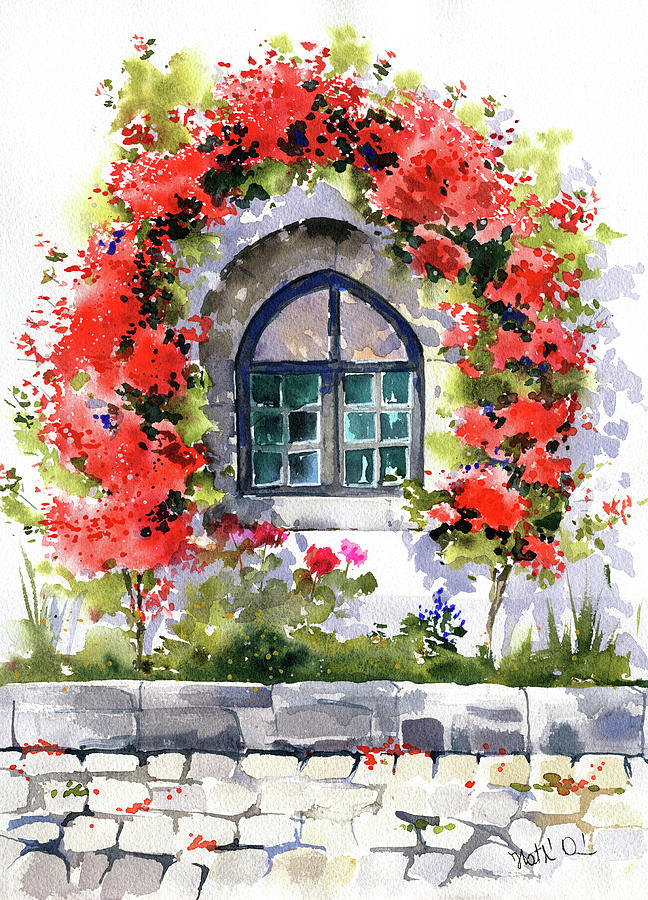 Flowers of Marvao in Portugal  Painting by Dora Hathazi Mendes