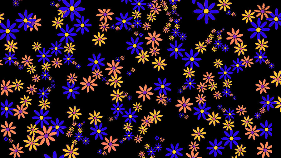Flowers on Black Digital Art by Miriam A Kilmer