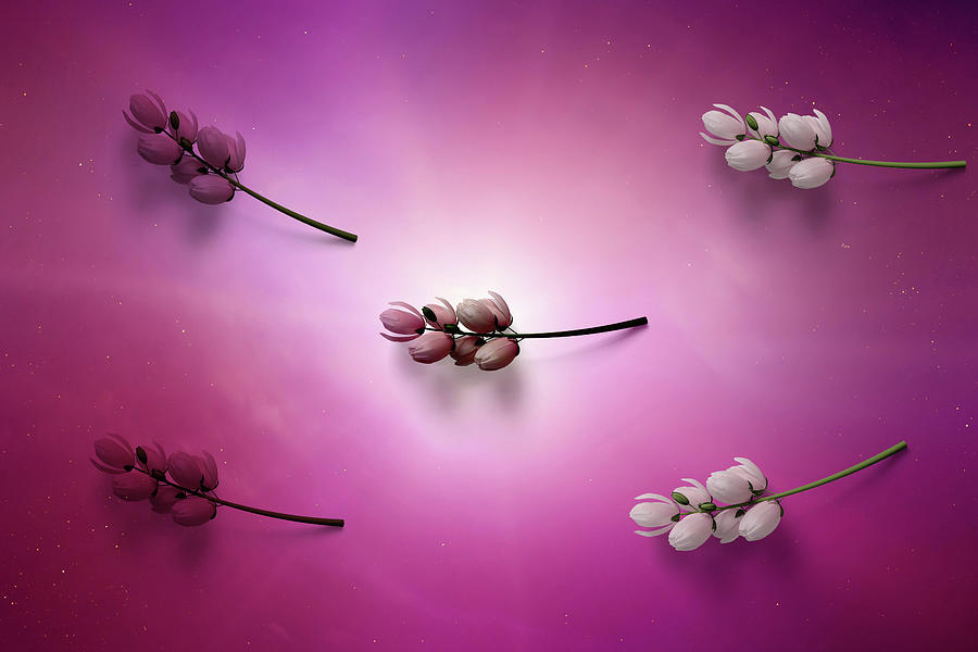 Flowers On Pink Mixed Media by Johanna Hurmerinta