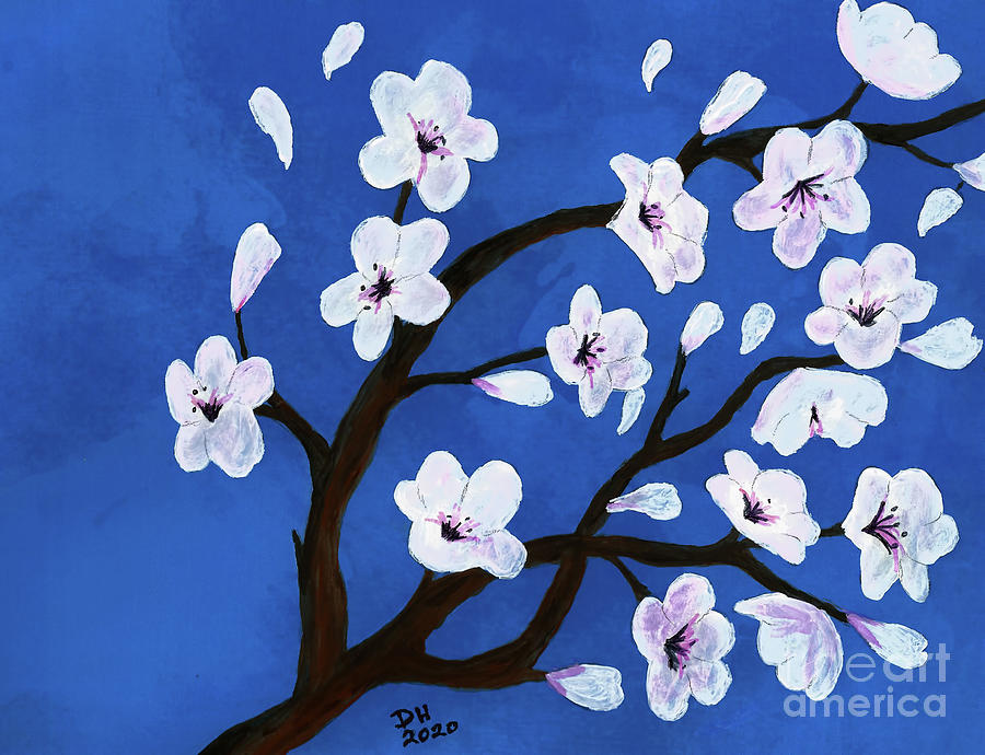 Flowers On The Tree Branch Painting by D Hackett