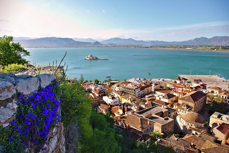 Flowers on the wall, Nafplio Photograph by Sean Hannon
