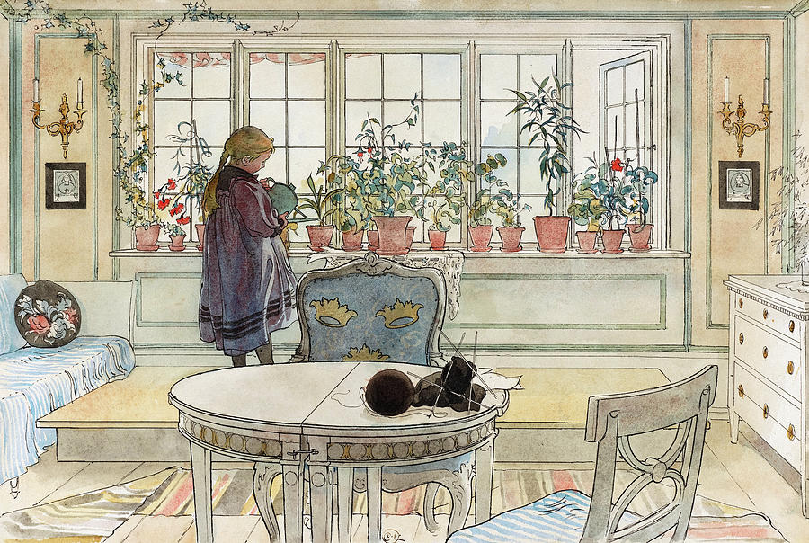 Flowers on the Windowsill, 1895 Painting by Carl Larsson