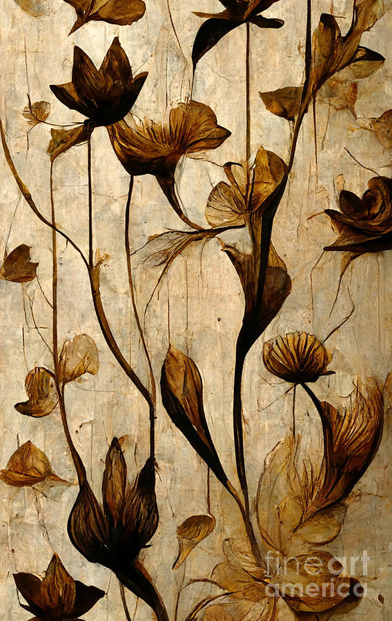 Flower Digital Art - Flowers on Wood by Andreas Thaler
