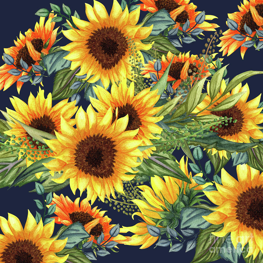 https://images.fineartamerica.com/images/artworkimages/mediumlarge/3/flowers-painting-sunflowers-on-navy-blue-art-fine-prints-megan-morris.jpg