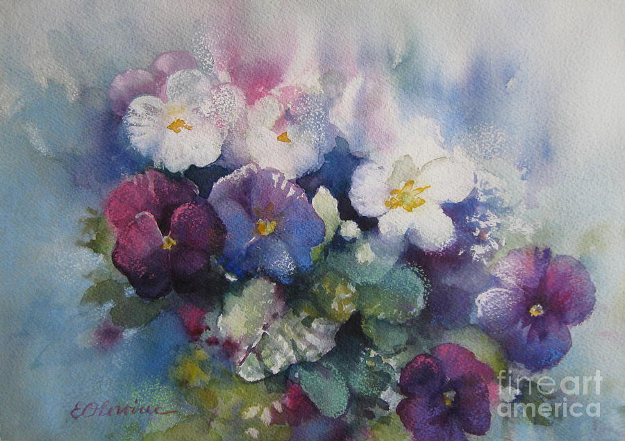 Flowers - Pansies Painting by Elena Oleniuc