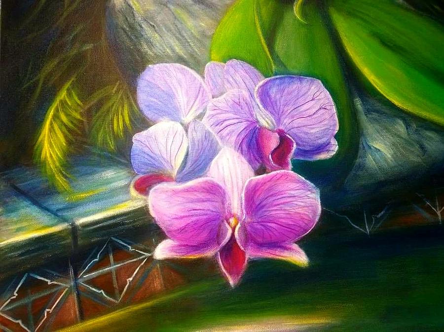Flowers Patio Painting by Larry Palmer Flowers Patio Painting by Larry Palmer
