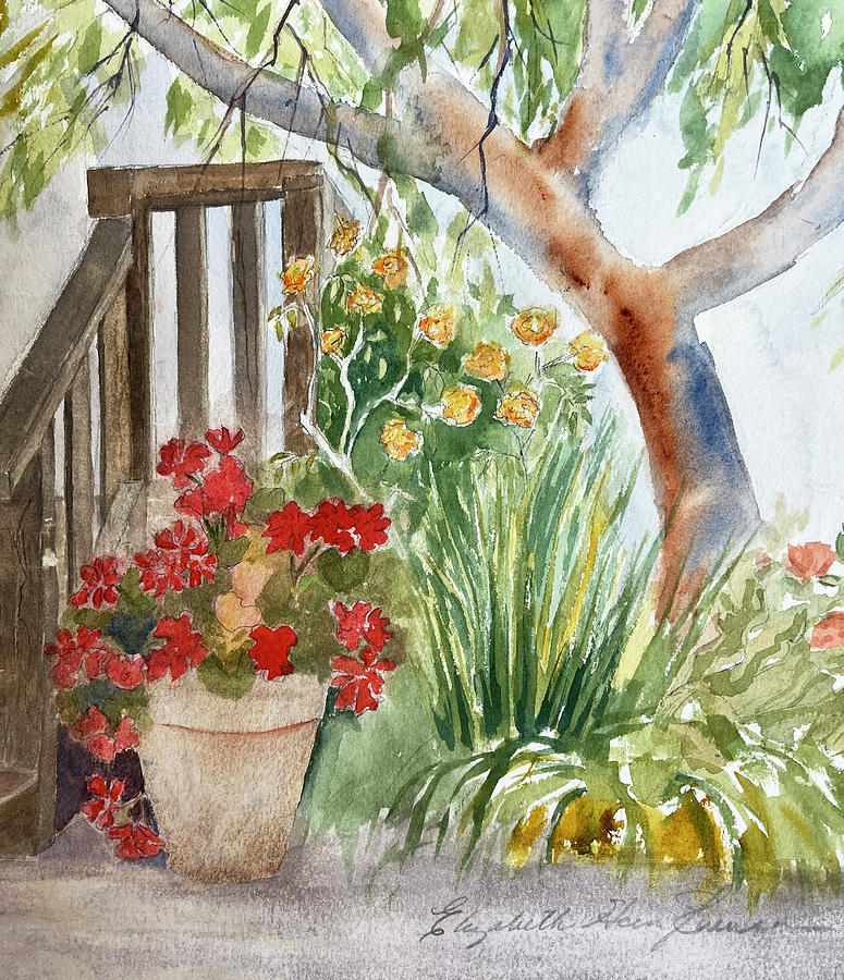 Flowers Under the Tree Painting by Elizabeth Svenson
