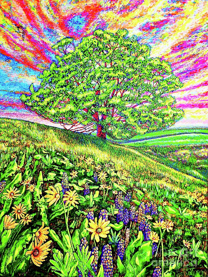 Flowers.tree Painting by Viktor Lazarev