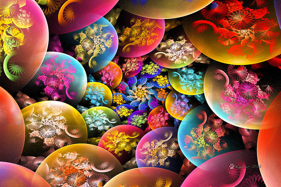 Flowery Bubbles Spiral Digital Art by Peggi Wolfe