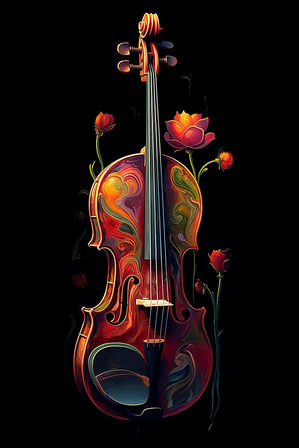 The Rose And The Violin Digital Art