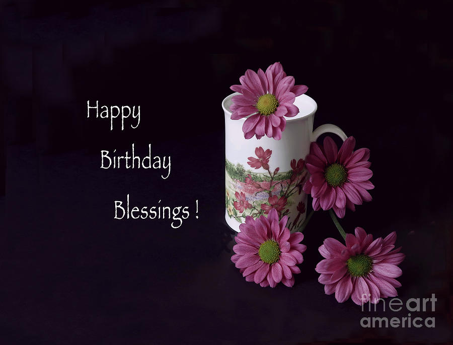 Flower Photograph - Flowery Teacup Birthday Blessings by Ann Horn