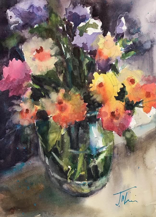 Flowing Floral Painting by Judith Levins