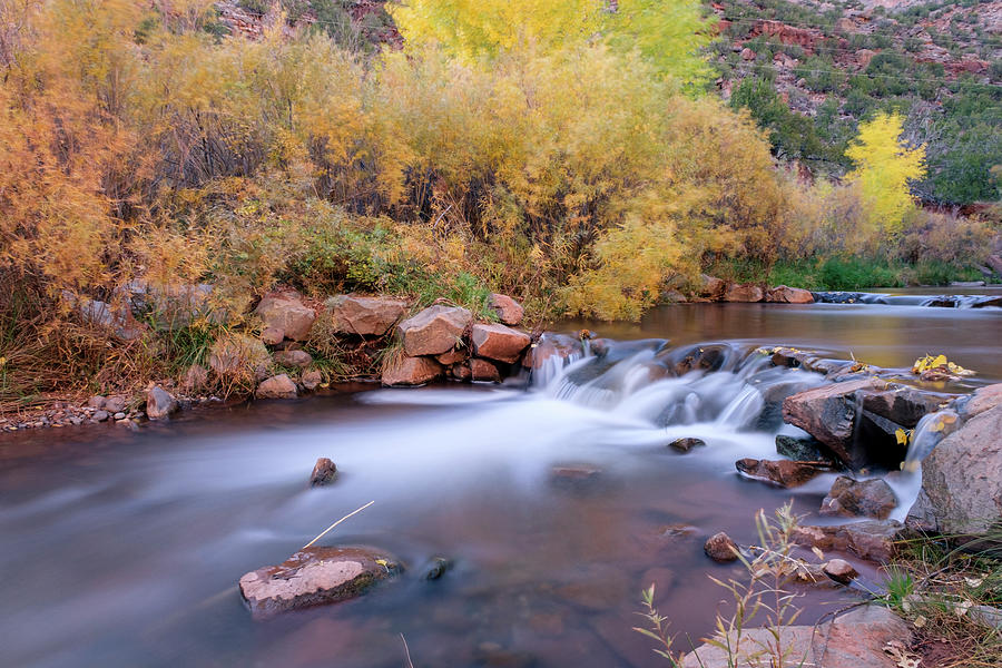 Flowing Jemez River New Mexico in Autumn  Photograph by Mary Lee Dereske