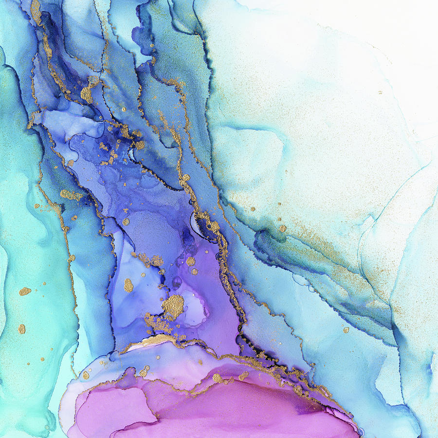 Flowing Magenta Turquoise Marble Painting by Olga Shvartsur - Fine Art ...