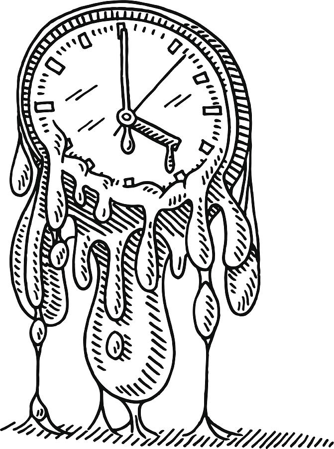 Flowing Time Concept Clock Drawing Drawing by FrankRamspott