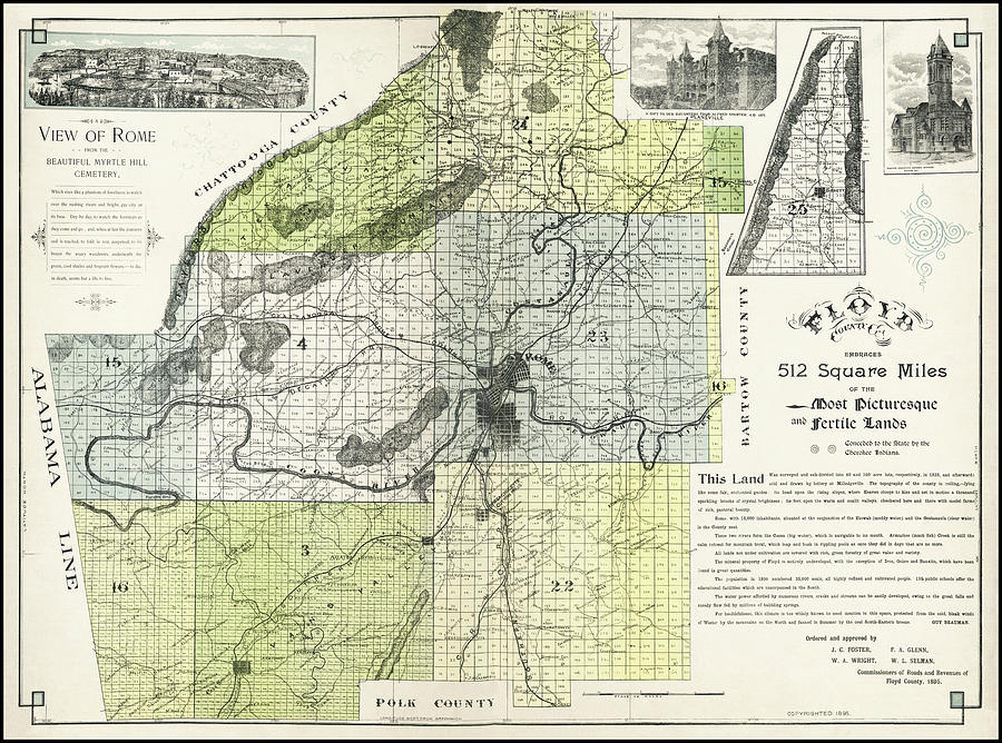 Georgia Map Photograph - Floyd County Georgia Vintage Map 1895 by Carol Japp