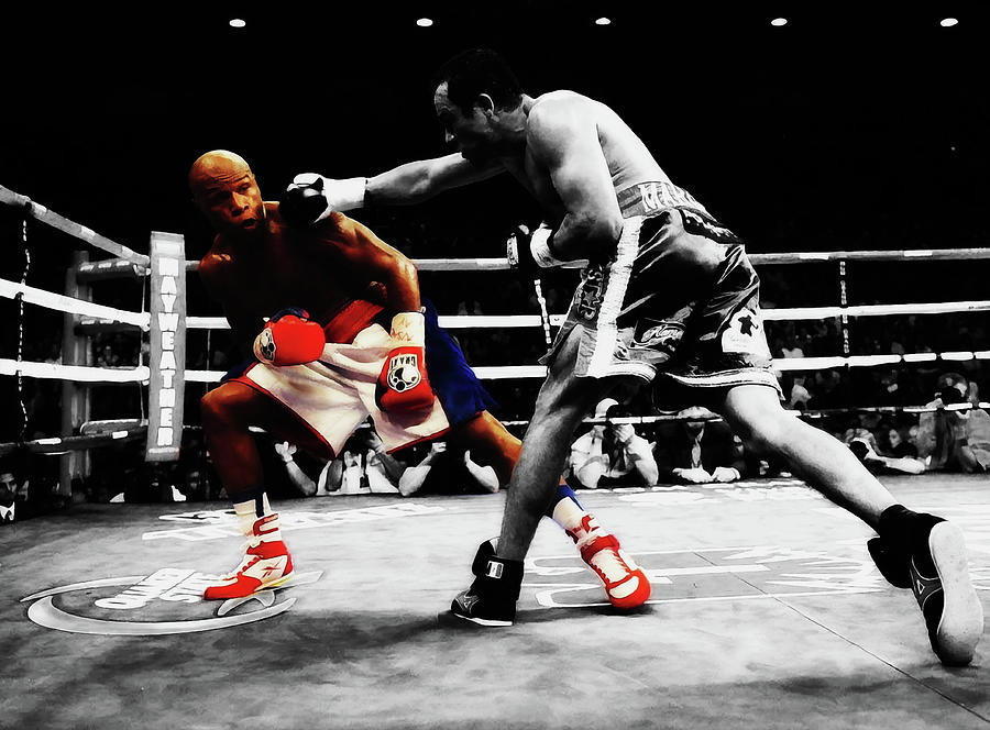 Floyd Mayweather Ducking and Dodging  Mixed Media by Brian Reaves