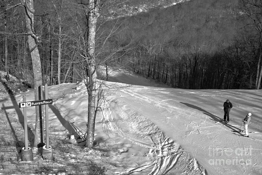 Floyds Folly Ski Slope Black And White Photograph by Adam Jewell