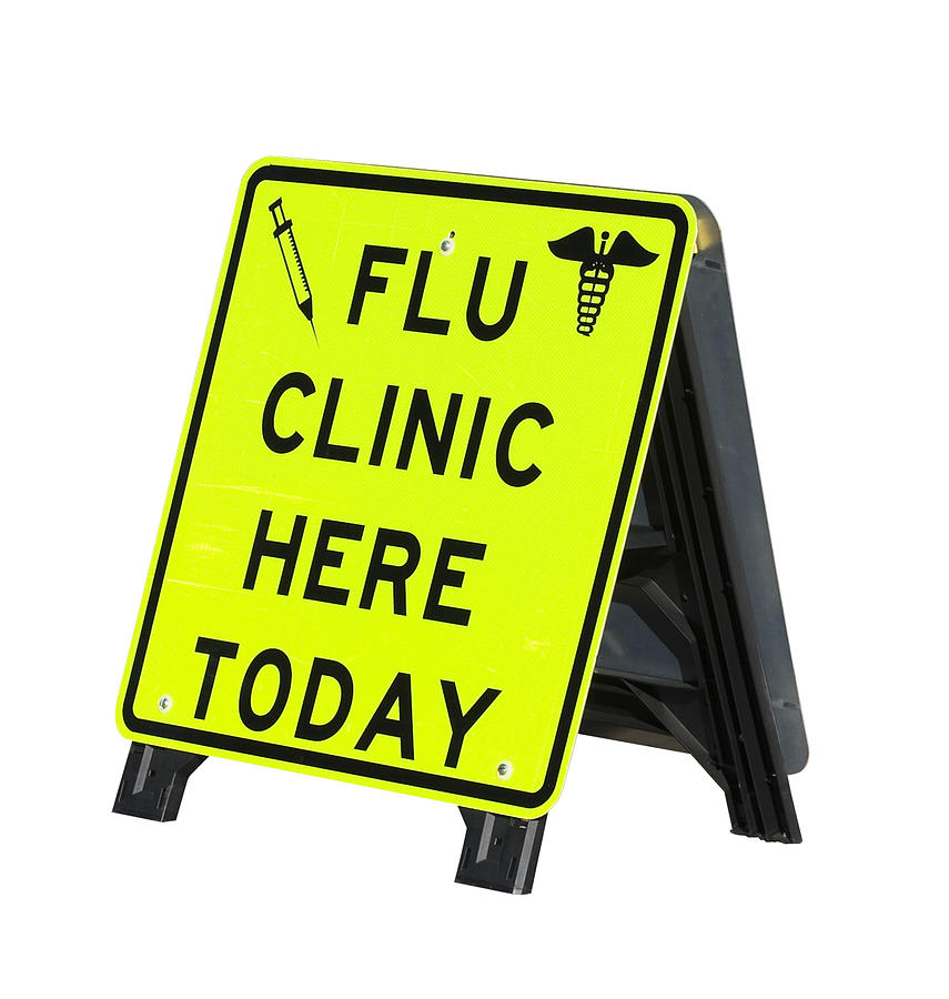 Flu Clinic Sign Photograph by SallyLL
