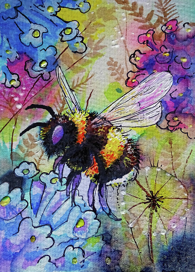 Fluffy Bumblebee Painting by Andrew Alan Johnson - Fine Art America