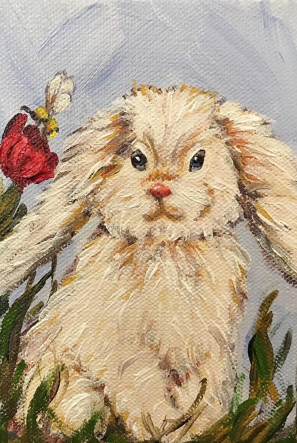 Fluffy Bunny Painting by Sherrell Rodgers