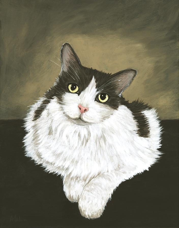 Fluffy Cat Painting by Anastasiya Malakhova